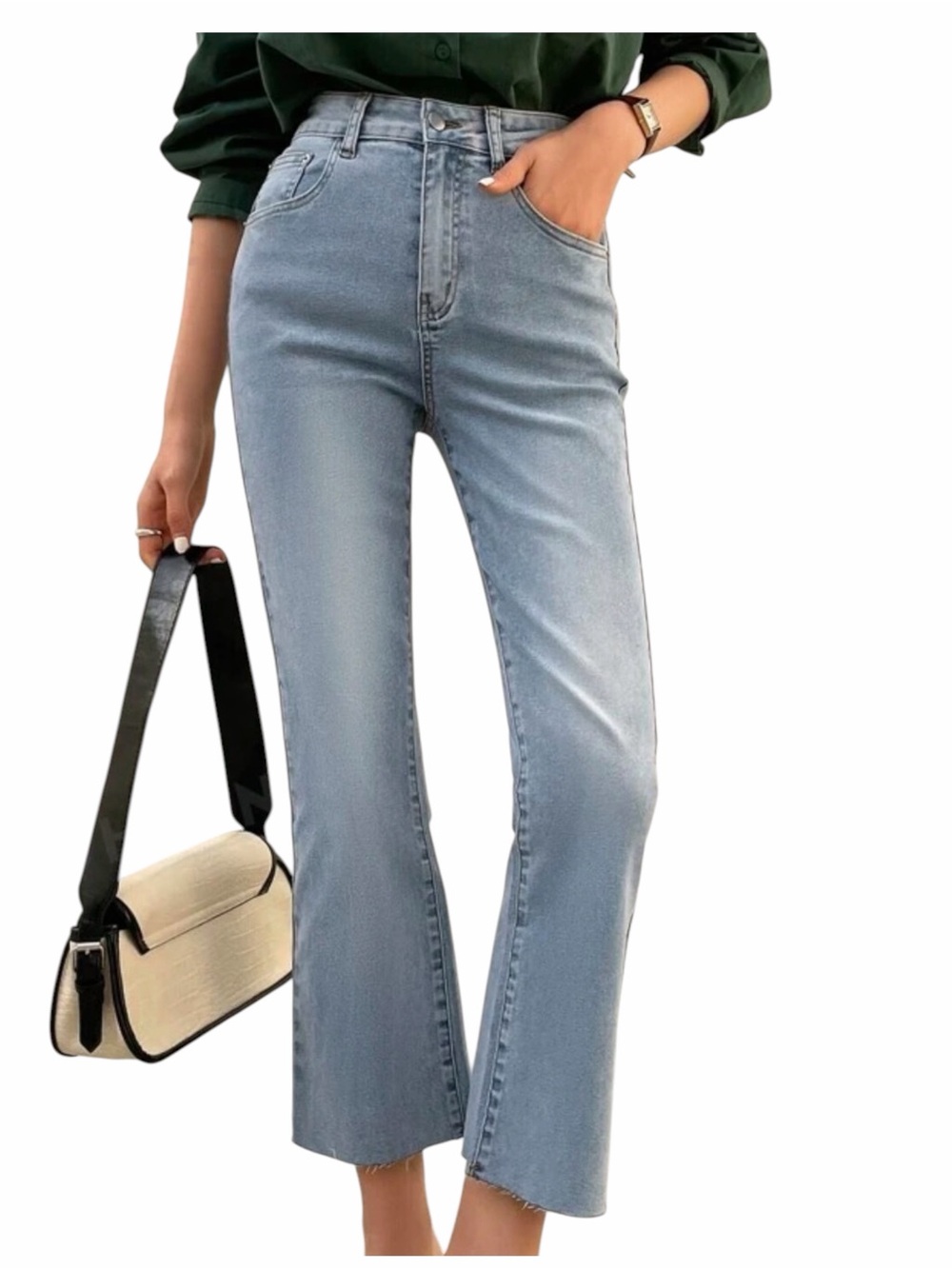 High-Rise Kick Cropped Jeans EUC